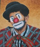 Clown Face - Oil On Canvas Paintings - By Tom Hampton, Original Painting Artist