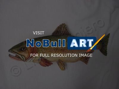 Living Waters - Wooden Cut Throat Trout 2 - Wood Watercolors Varnish