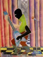 Guitar Man - Pastel Paintings - By Ismael Alicea-Santiago, Abstract Realism Painting Artist