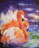 Pink Flamingo - Oil Paintings - By Camelia Elena, One Stroke Painting Artist