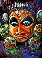 Figurative Painting By Sumit D - The Kathakali Dancer - Acrylic