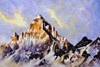 Mountains Painting By Sumit Da - Mountain Peak 5 - Watercolor