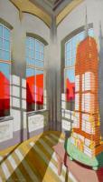 Architecture - Abandoned Room With The Empire State Building - Oil On Canvas