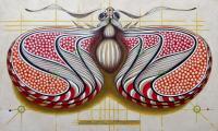 Fibonacci Butterfly - Oil On Paper Paintings - By Federico Cortese, Surreal Painting Artist