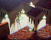 My Grandfather Was A Light Maker - Oil On Canvas Paintings - By Federico Cortese, Surreal Painting Artist
