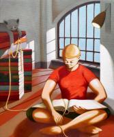 The Reading Room - Oil On Canvas Paintings - By Federico Cortese, Expressionism Painting Artist