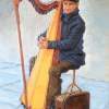 French Harp Player - Oil Paintings - By To Ro, Realism Painting Artist