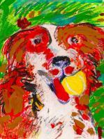Spaniel And Ball - Mixed Paintings - By Samuel Zylstra, Quick Sketch Painting Artist