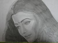 Aishwarya Rai - Pencil Shades Drawings - By Sarita Balooni, Plain Scketch Drawing Artist