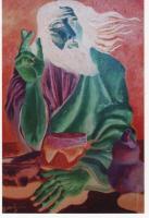 Jesus By Jesus Moron - Oil On Wood Paintings - By Jesus Moron, Negative Image Painting Artist