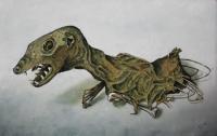 Dead Predator - Oil On Wood Paintings - By Uko Post, Realistic Painting Artist