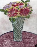 Flowers - Pastels Drawings - By Ann-Claire Herrmann, Free Sketch Drawing Artist