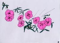 Japanese Flowers - Texta Drawings - By Ann-Claire Herrmann, Free Sketch Drawing Artist