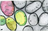 Eggs - Watercolour Pencil And Paper Drawings - By Ann-Claire Herrmann, Free Sketch Drawing Artist