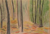 Scenic Wood - Pastel Drawings - By Andreas Kuhn, Abstract Drawing Artist