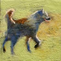 Husky - Encaustic On Panel Paintings - By David Fielding, Simi- Abstract Painting Artist