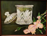 Candy Jar And Iris - Acrylic Paintings - By Cynthia Clark-Mahan, Realism Painting Artist