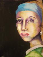 Gal With A Pretty Earring - Acrylic Paintings - By Ash Henry, Portrait Painting Artist