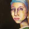 Gal With A Pretty Earring - Acrylic Paintings - By Ash Henry, Portrait Painting Artist