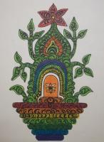 Temple-2 - Coloured Pen Water Colour Drawings - By Dinesh Sisodia, Impressionism Drawing Artist