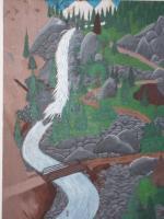 Fish Creek Falls - Acrylic Paintings - By Rexx Moraites, Landscape Painting Artist