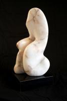 Pink Lady - Marble Alabaster Sculptures - By Orna Ackerman, Abstract Sculpture Artist