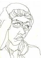 Self Portraite - Pen And Paper Drawings - By Niloufar Tehrani, Line Art Drawing Artist