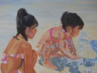 Figure - Young Girls At Play - Oil On Canvas
