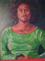 Self Portrait In Green - Oil On Canvas Paintings - By Tomisha Lovely-Allen, Realism Painting Artist