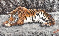 Tiger - Acrylic Paintings - By Erin Hissong, Pointilism Painting Artist